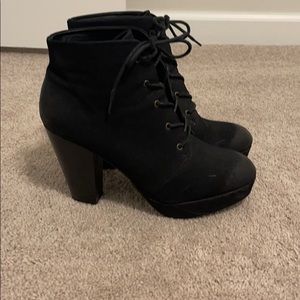 Platform heeled lace up booties
